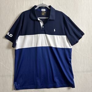 Polo Ralph Lauren Performance Men's Size XL Blue Striped Short Sleeve Polo Shirt